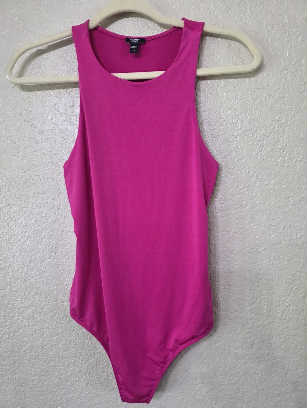 Express Hot Pink Sleeveless Scoop Neck Bodysuit